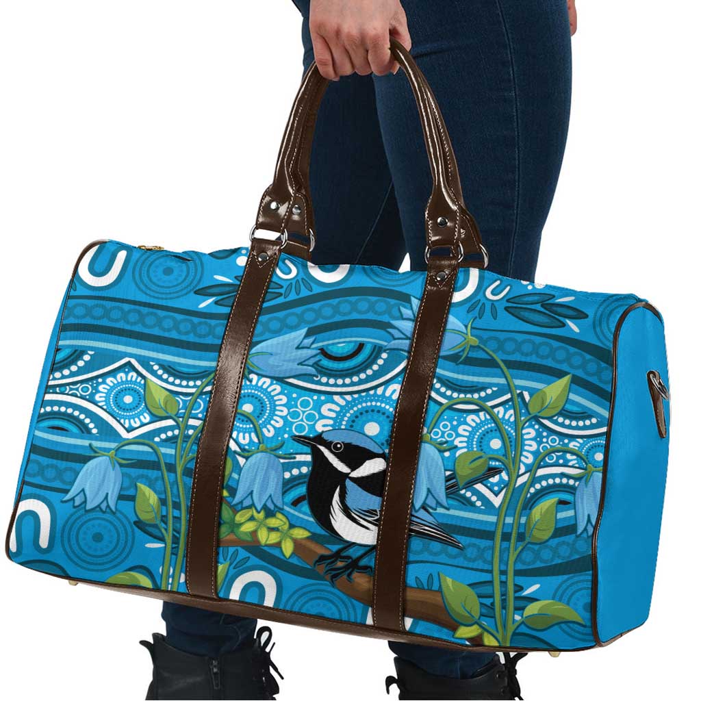 Australia Bluebell Creeper With Superb Blue Wren Travel Bag Aboriginal Art - Aussie Hoodie