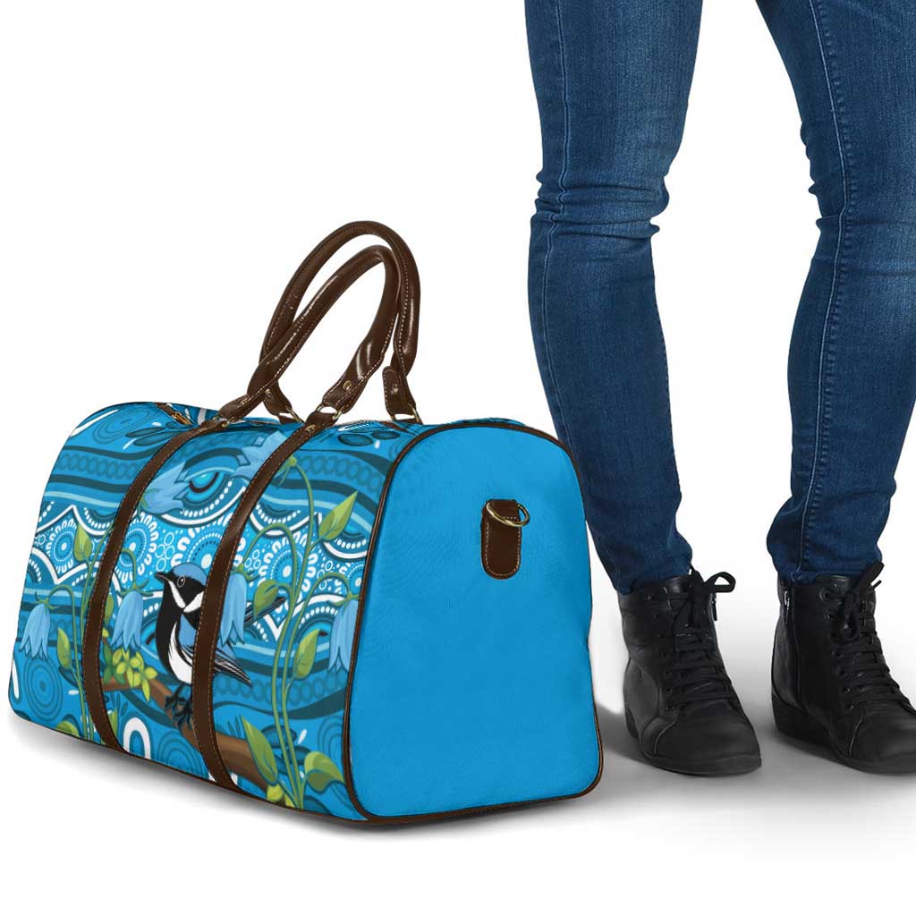 Australia Bluebell Creeper With Superb Blue Wren Travel Bag Aboriginal Art - Aussie Hoodie