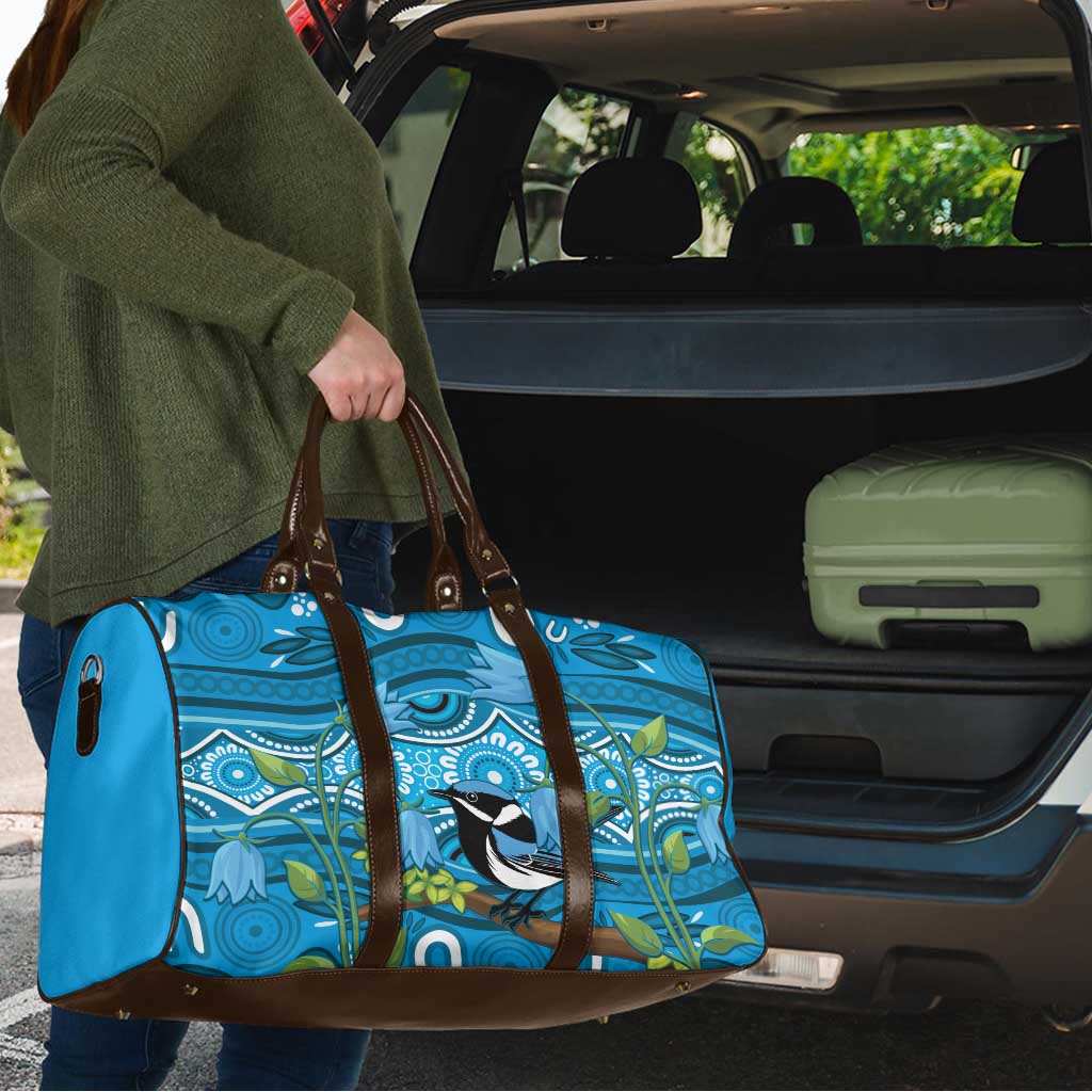 Australia Bluebell Creeper With Superb Blue Wren Travel Bag Aboriginal Art - Aussie Hoodie