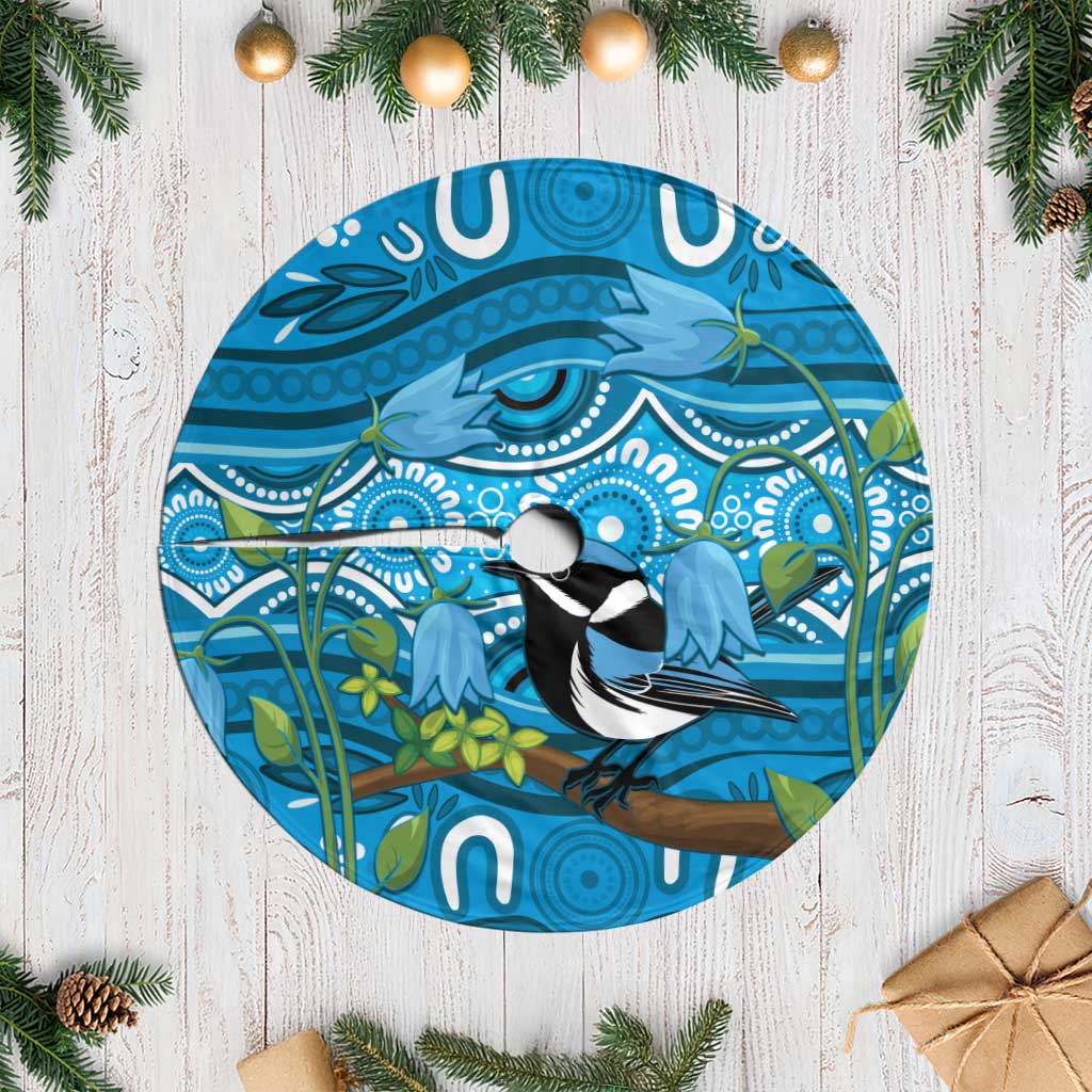 Australia Bluebell Creeper With Superb Blue Wren Tree Skirt Aboriginal Art - Aussie Hoodie