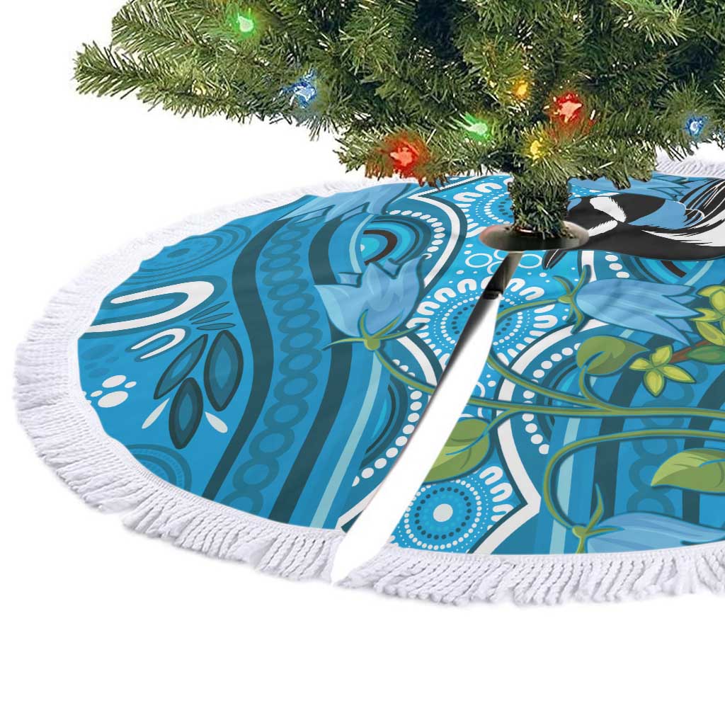 Australia Bluebell Creeper With Superb Blue Wren Tree Skirt Aboriginal Art - Aussie Hoodie