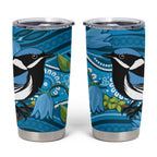 Australia Bluebell Creeper With Superb Blue Wren Tumbler Cup Aboriginal Art