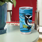 Australia Bluebell Creeper With Superb Blue Wren Tumbler Cup Aboriginal Art