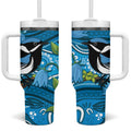 Australia Bluebell Creeper With Superb Blue Wren Tumbler With Handle Aboriginal Art