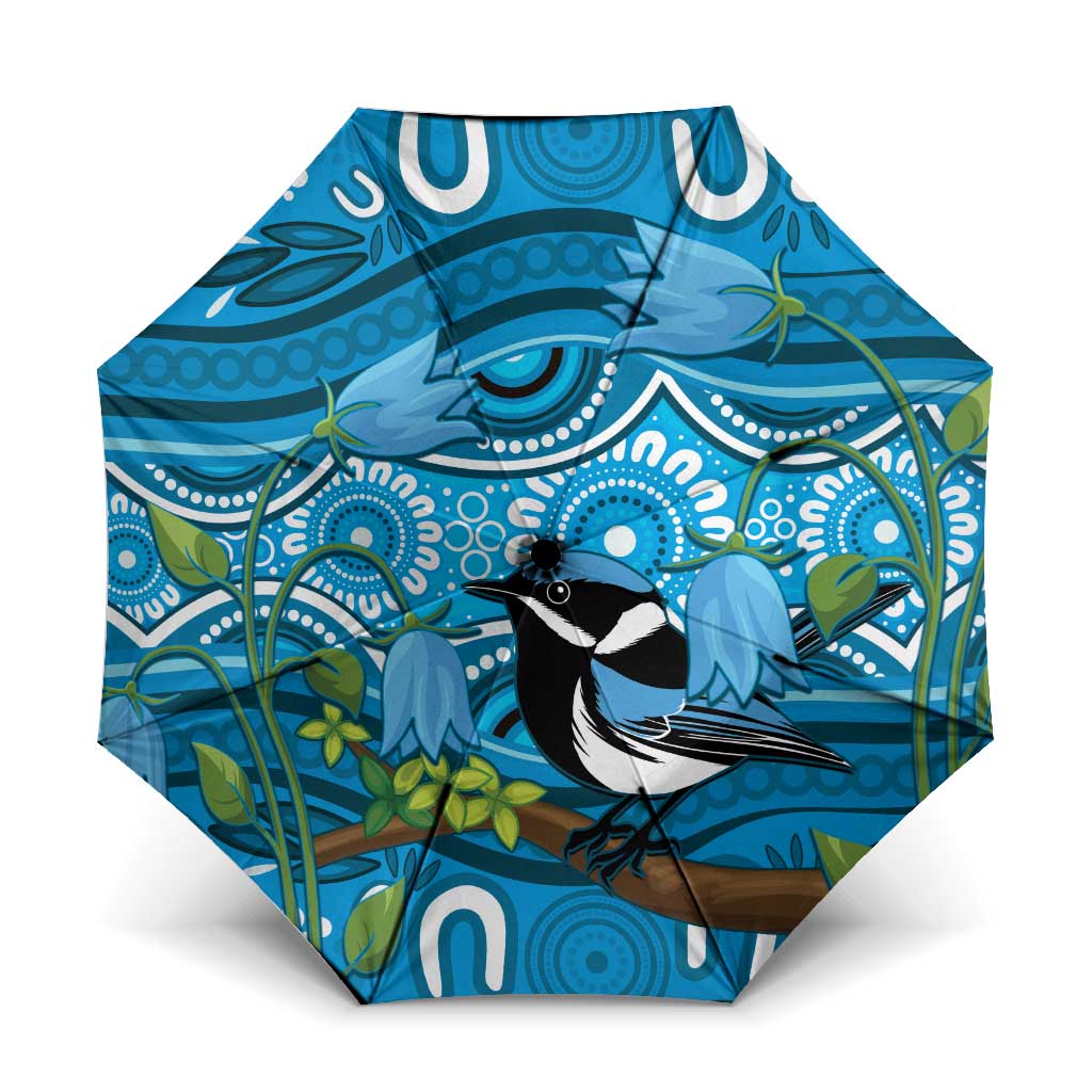 Australia Bluebell Creeper With Superb Blue Wren Umbrella Aboriginal Art - Aussie Hoodie