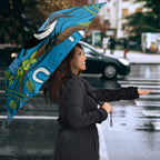 Australia Bluebell Creeper With Superb Blue Wren Umbrella Aboriginal Art - Aussie Hoodie