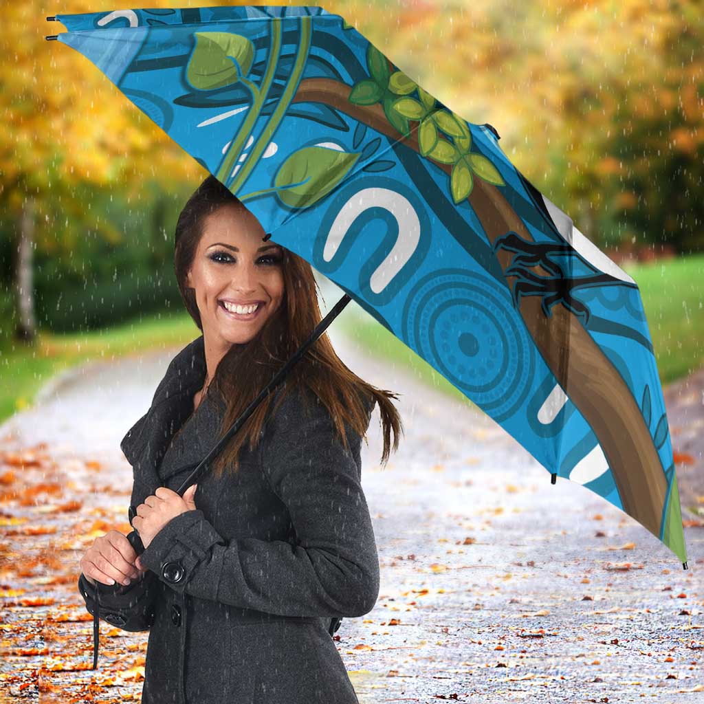 Australia Bluebell Creeper With Superb Blue Wren Umbrella Aboriginal Art - Aussie Hoodie