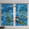 Australia Bluebell Creeper With Superb Blue Wren Window Curtain Aboriginal Art
