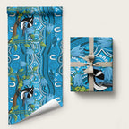 Australia Bluebell Creeper With Superb Blue Wren Wrapping Paper Aboriginal Art - Aussie Hoodie
