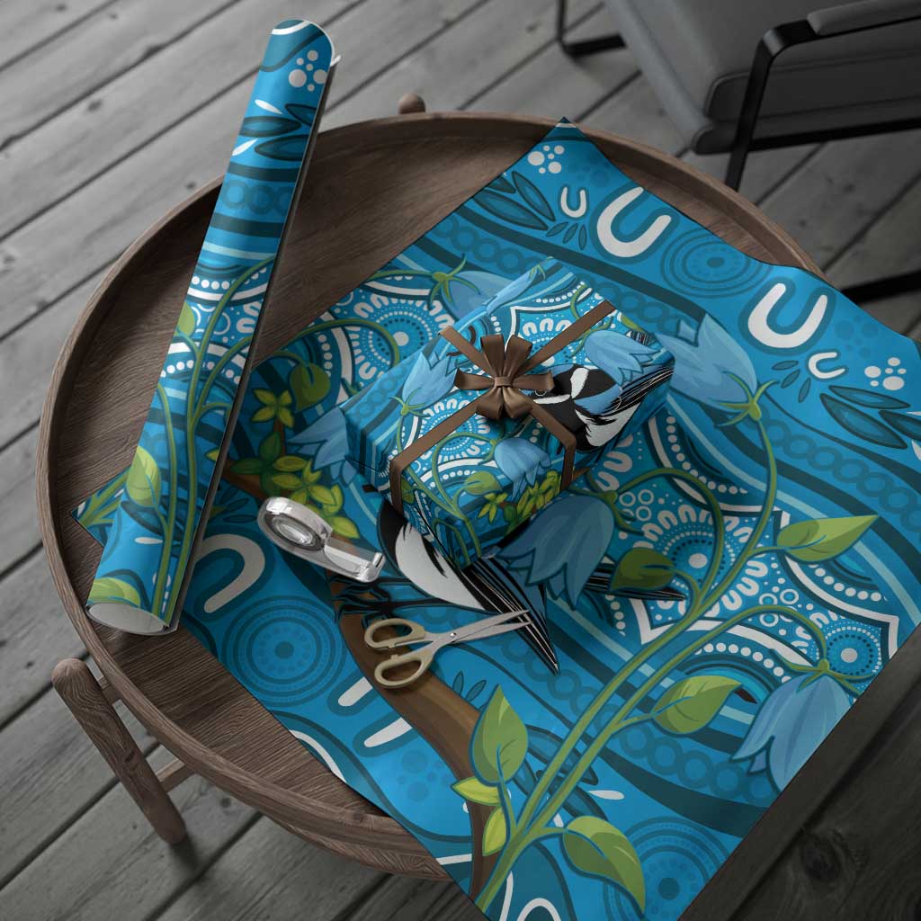 Australia Bluebell Creeper With Superb Blue Wren Wrapping Paper Aboriginal Art - Aussie Hoodie