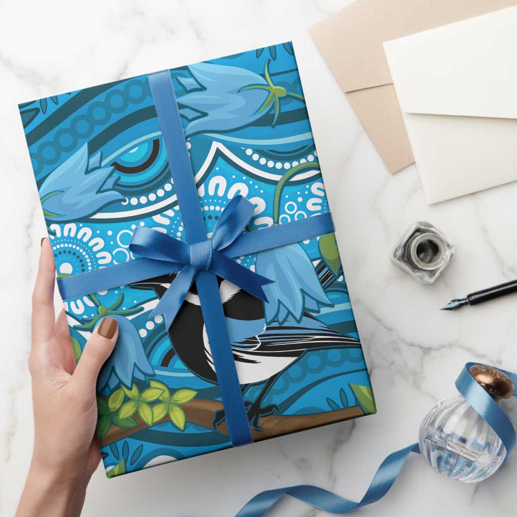 Australia Bluebell Creeper With Superb Blue Wren Wrapping Paper Aboriginal Art - Aussie Hoodie