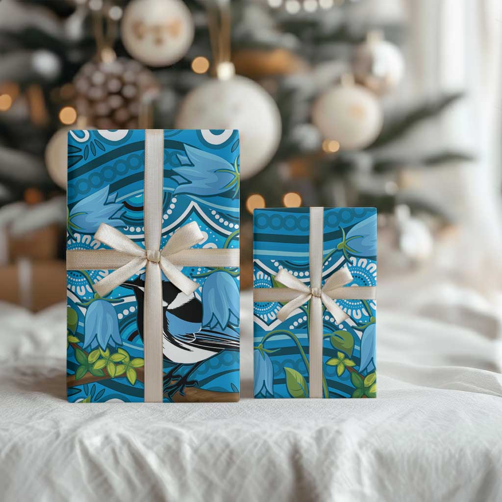 Australia Bluebell Creeper With Superb Blue Wren Wrapping Paper Aboriginal Art - Aussie Hoodie