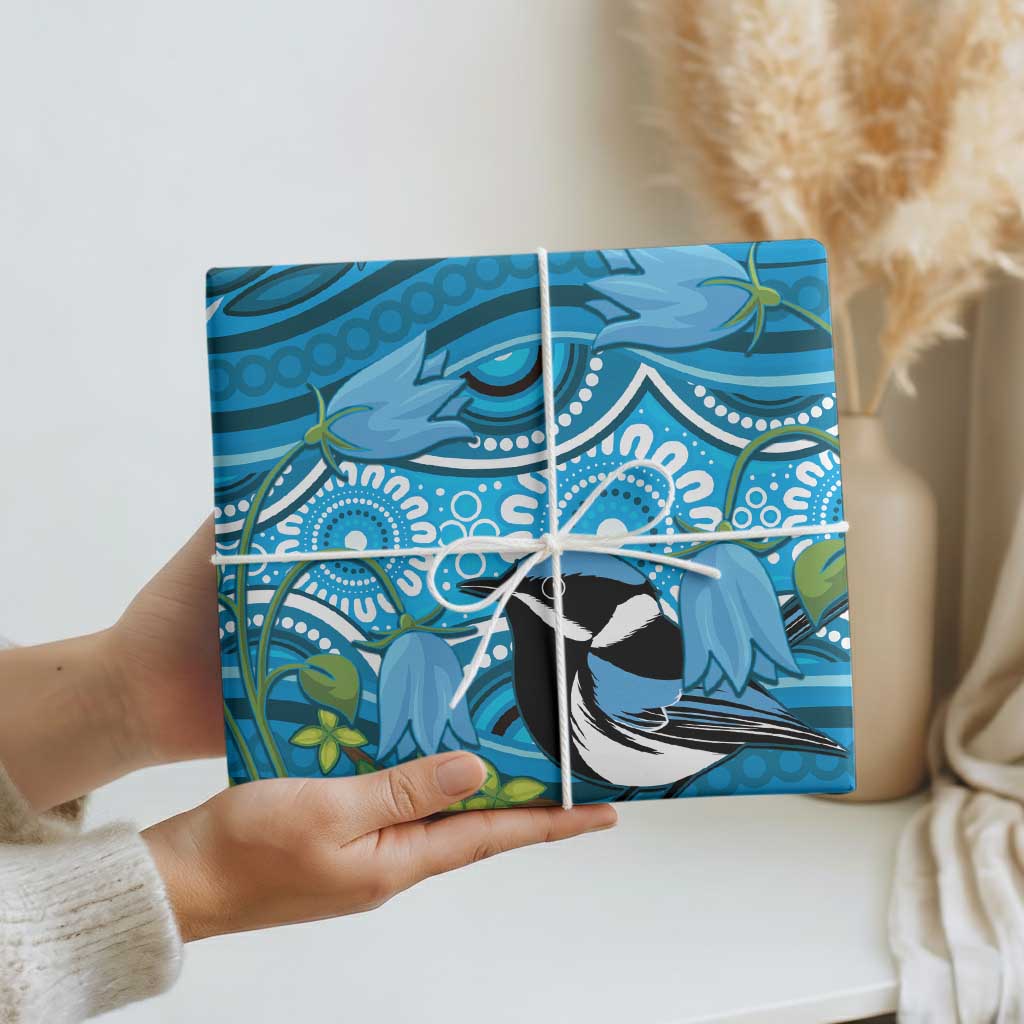 Australia Bluebell Creeper With Superb Blue Wren Wrapping Paper Aboriginal Art - Aussie Hoodie