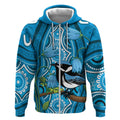 Australia Bluebell Creeper With Superb Blue Wren Zip Hoodie Aboriginal Art