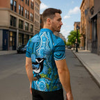 Australia Bluebell Creeper With Superb Blue Wren Zipper Polo Shirt Aboriginal Art - Aussie Hoodie