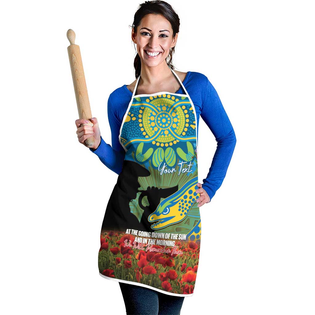 Personalised Parramatta Eels Rugby ANZAC Day Apron Last Post Poppy We Will Remember Them