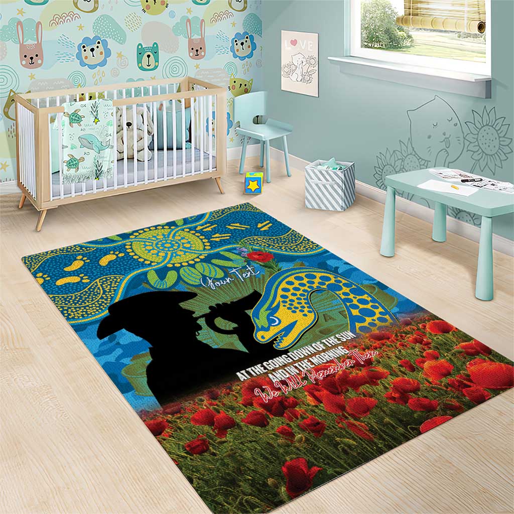 Personalised Parramatta Eels Rugby ANZAC Day Area Rug Last Post Poppy We Will Remember Them