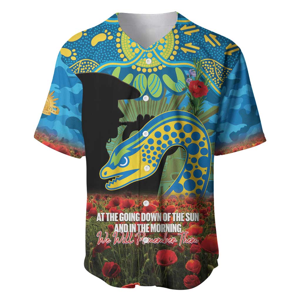 Personalised Parramatta Eels Rugby ANZAC Day Baseball Jersey Last Post Poppy We Will Remember Them