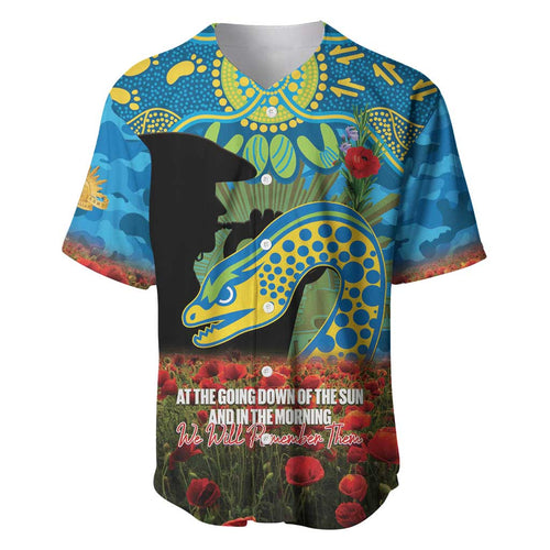 Personalised Parramatta Eels Rugby ANZAC Day Baseball Jersey Last Post Poppy We Will Remember Them