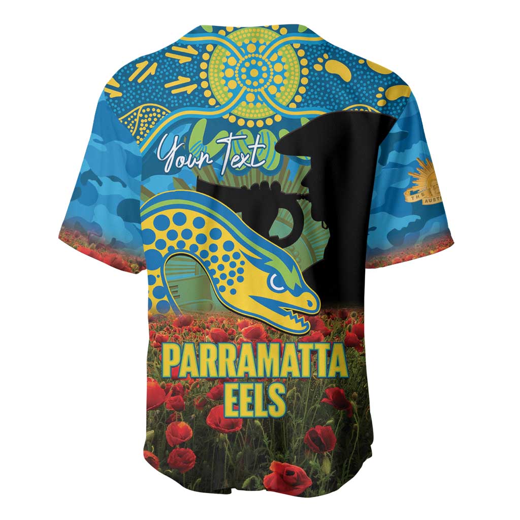 Personalised Parramatta Eels Rugby ANZAC Day Baseball Jersey Last Post Poppy We Will Remember Them