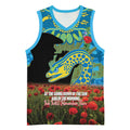 Personalised Parramatta Eels Rugby ANZAC Day Basketball Jersey Last Post Poppy We Will Remember Them