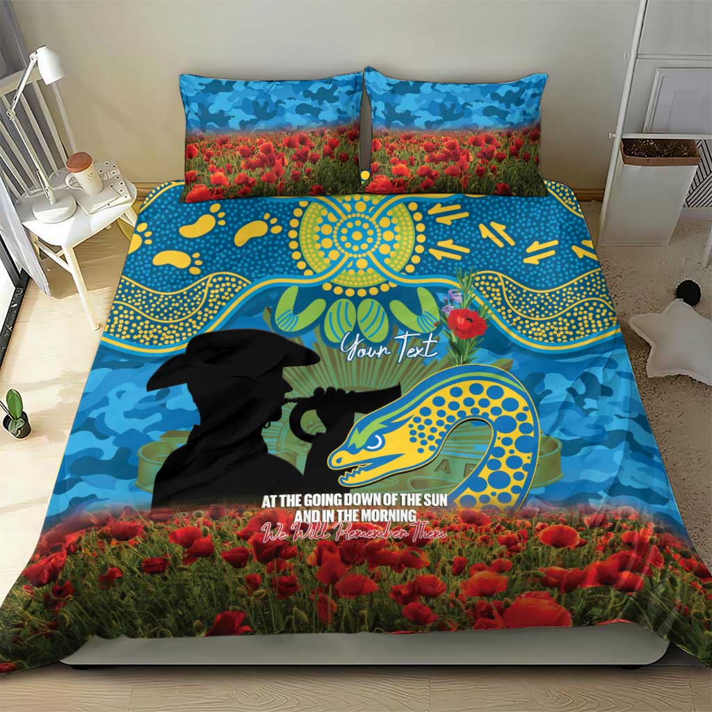 Personalised Parramatta Eels Rugby ANZAC Day Bedding Set Last Post Poppy We Will Remember Them