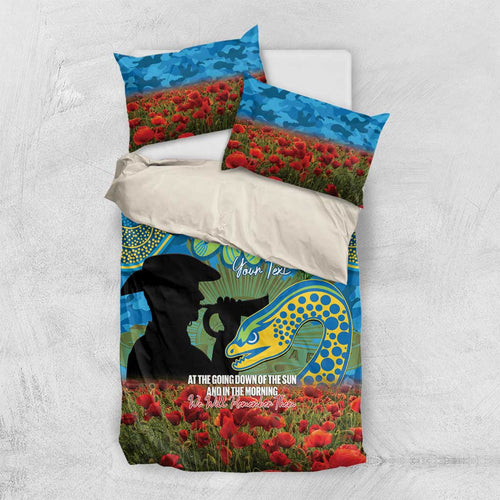 Personalised Parramatta Eels Rugby ANZAC Day Bedding Set Last Post Poppy We Will Remember Them