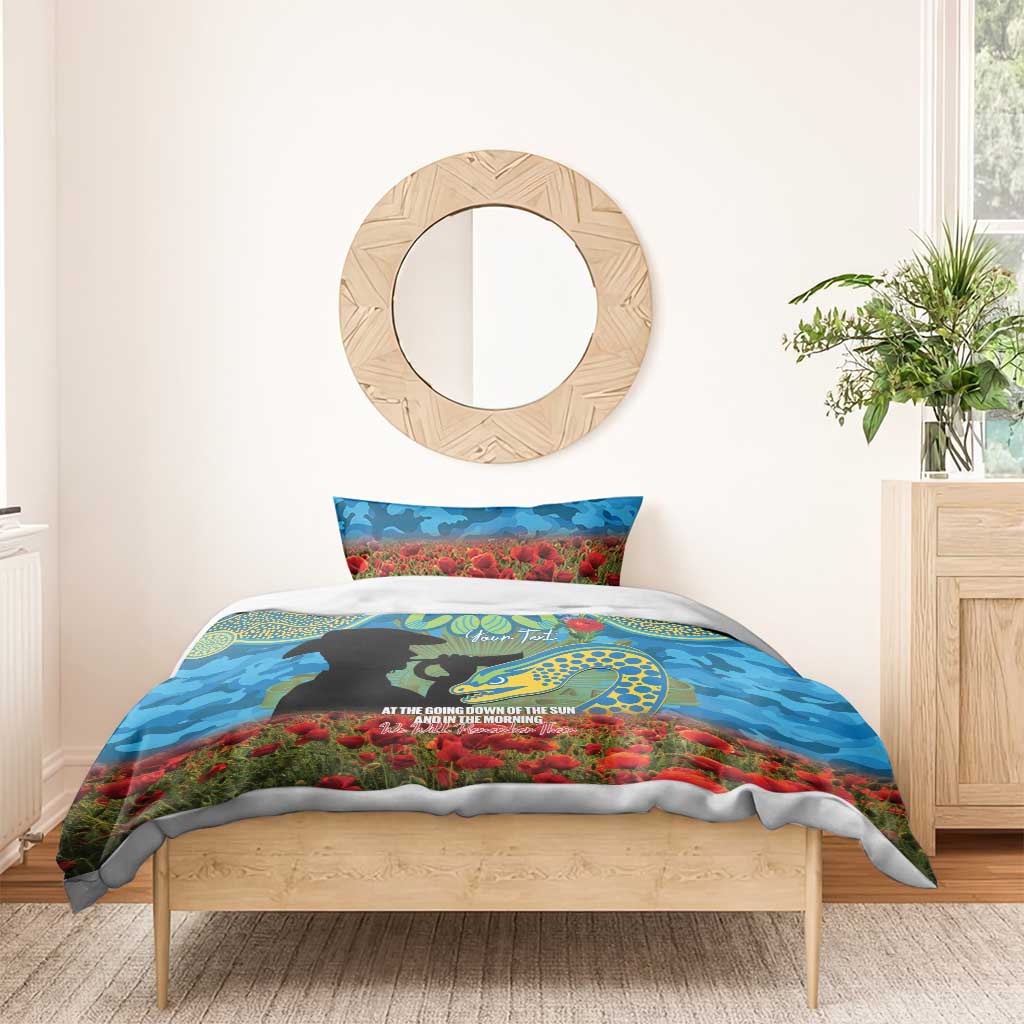 Personalised Parramatta Eels Rugby ANZAC Day Bedding Set Last Post Poppy We Will Remember Them