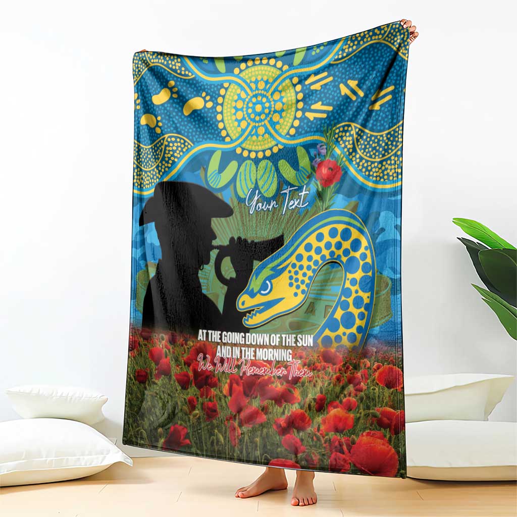 Personalised Parramatta Eels Rugby ANZAC Day Blanket Last Post Poppy We Will Remember Them
