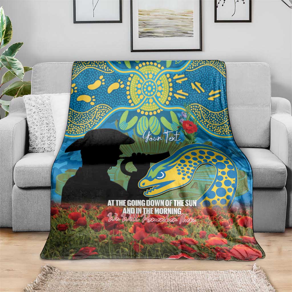 Personalised Parramatta Eels Rugby ANZAC Day Blanket Last Post Poppy We Will Remember Them