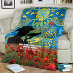 Personalised Parramatta Eels Rugby ANZAC Day Blanket Last Post Poppy We Will Remember Them