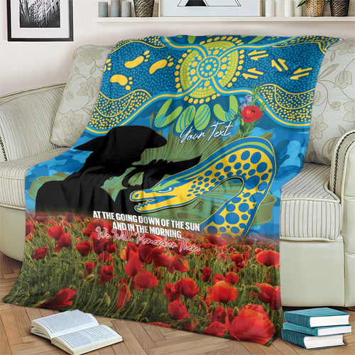 Personalised Parramatta Eels Rugby ANZAC Day Blanket Last Post Poppy We Will Remember Them