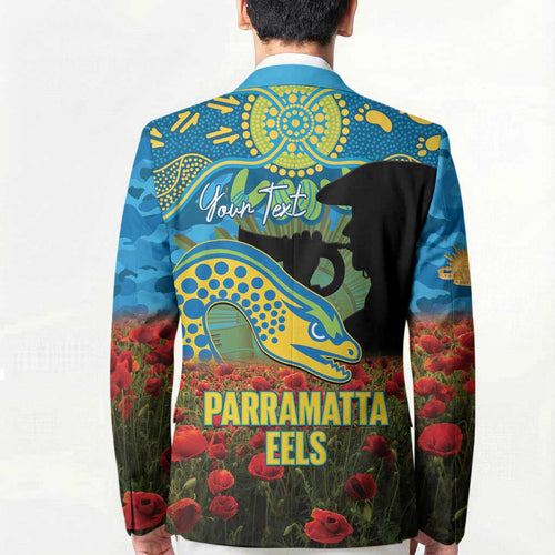 Personalised Parramatta Eels Rugby ANZAC Day Blazer Last Post Poppy We Will Remember Them