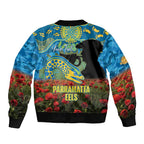 Personalised Parramatta Eels Rugby ANZAC Day Bomber Jacket Last Post Poppy We Will Remember Them