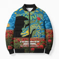 Personalised Parramatta Eels Rugby ANZAC Day Bomber Puffer Jacket Last Post Poppy We Will Remember Them