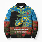 Personalised Parramatta Eels Rugby ANZAC Day Bomber Puffer Jacket Last Post Poppy We Will Remember Them