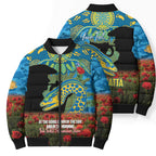 Personalised Parramatta Eels Rugby ANZAC Day Bomber Puffer Jacket Last Post Poppy We Will Remember Them