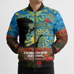 Personalised Parramatta Eels Rugby ANZAC Day Bomber Puffer Jacket Last Post Poppy We Will Remember Them