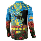 Personalised Parramatta Eels Rugby ANZAC Day Button Sweatshirt Last Post Poppy We Will Remember Them