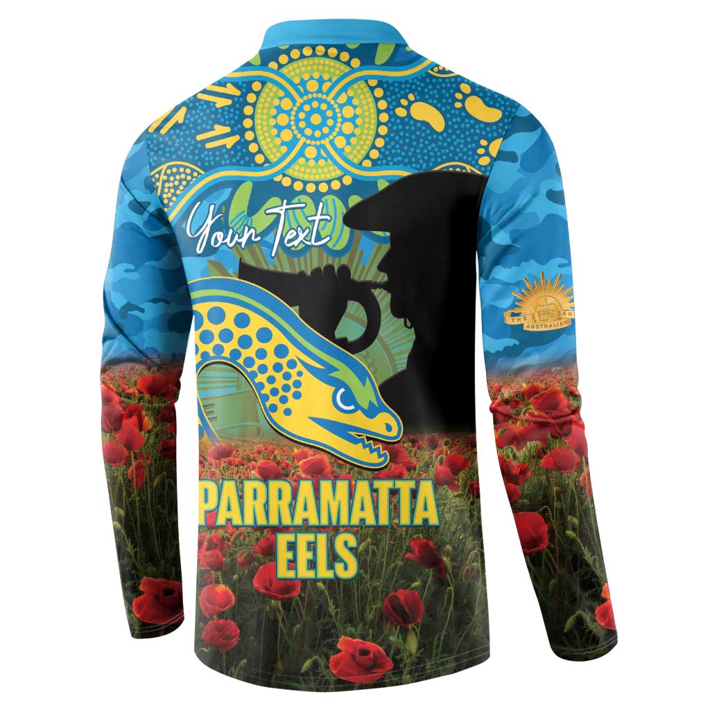 Personalised Parramatta Eels Rugby ANZAC Day Button Sweatshirt Last Post Poppy We Will Remember Them