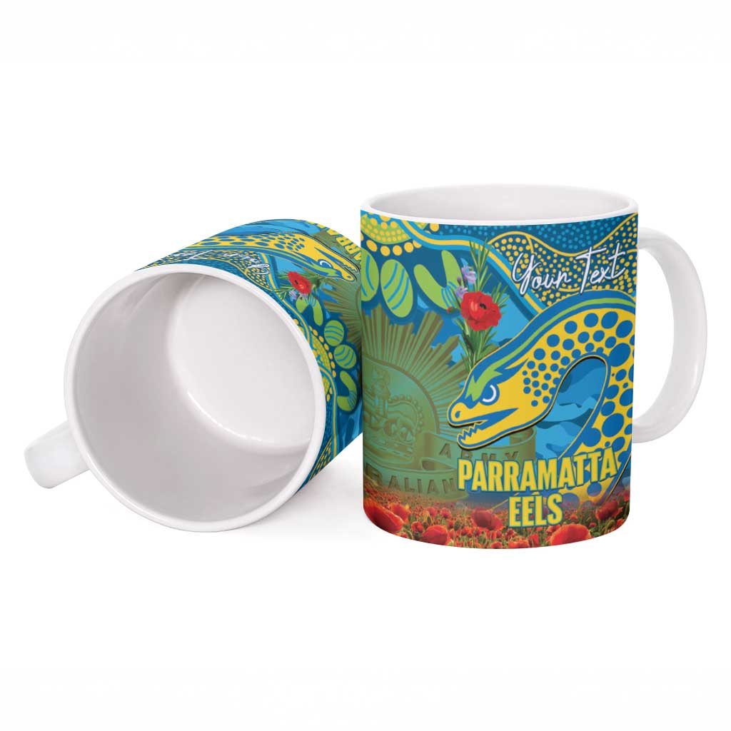 Personalised Parramatta Eels Rugby ANZAC Day Ceramic Mug Last Post Poppy We Will Remember Them