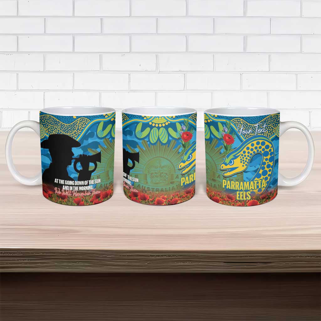 Personalised Parramatta Eels Rugby ANZAC Day Ceramic Mug Last Post Poppy We Will Remember Them