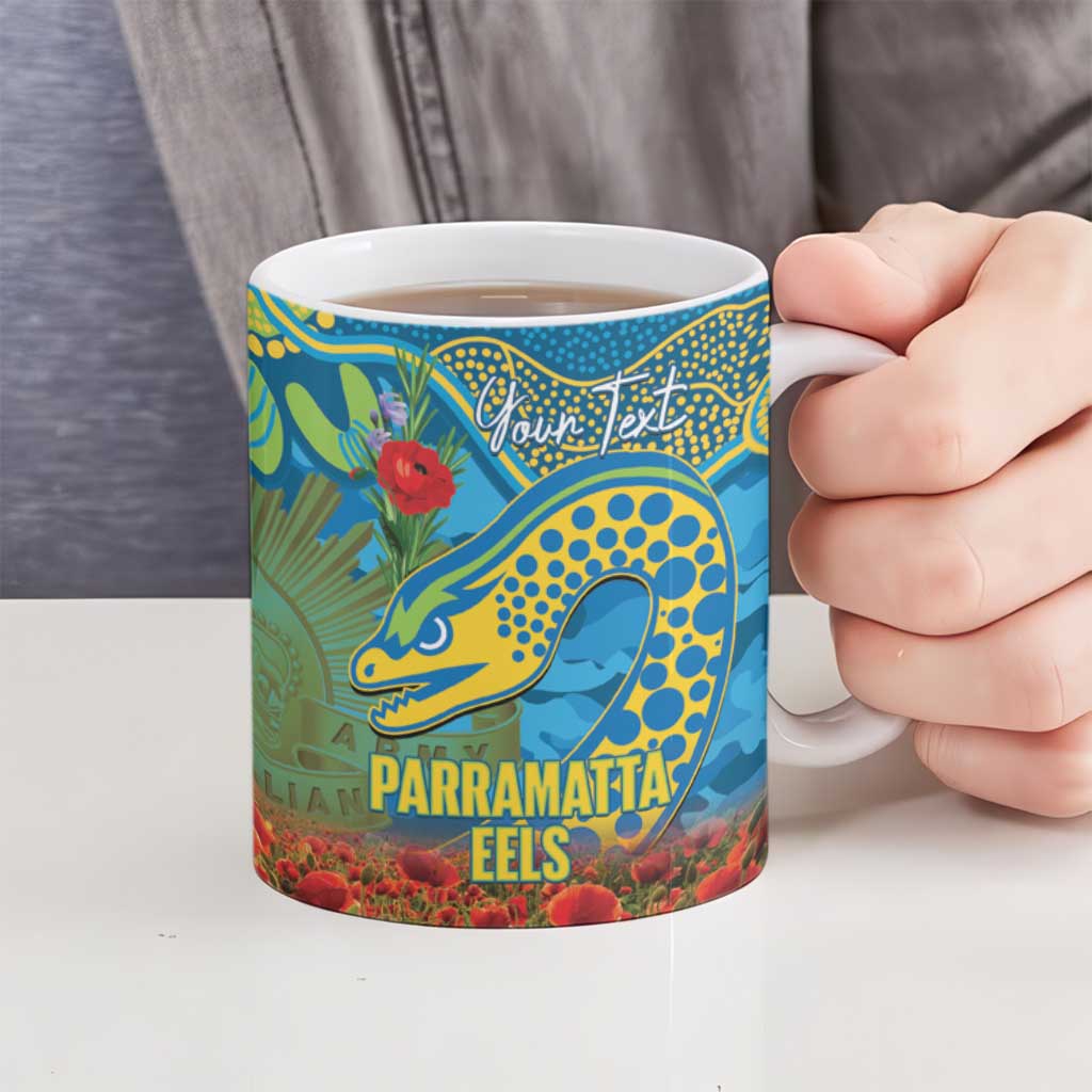 Personalised Parramatta Eels Rugby ANZAC Day Ceramic Mug Last Post Poppy We Will Remember Them