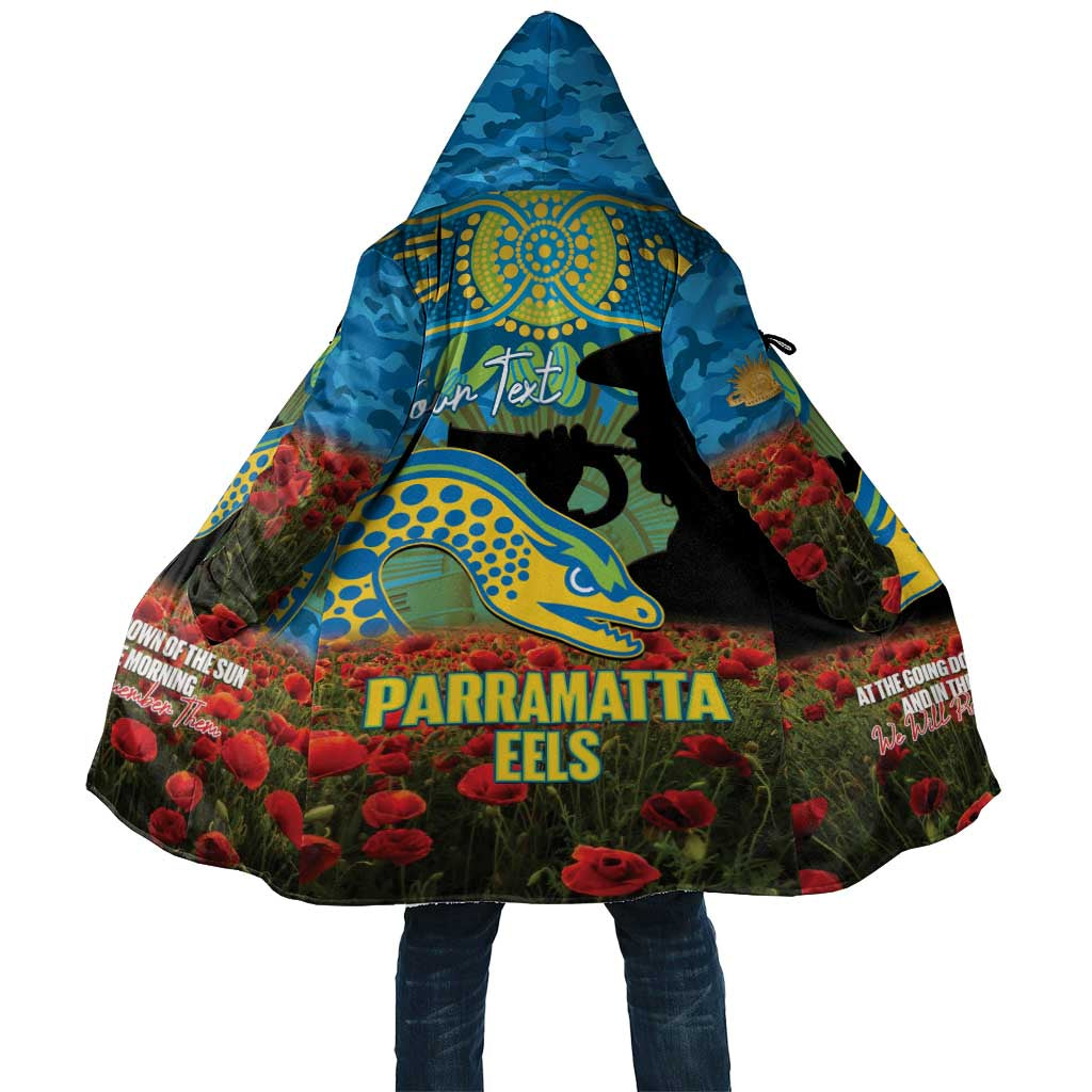 Personalised Parramatta Eels Rugby ANZAC Day Cloak Last Post Poppy We Will Remember Them