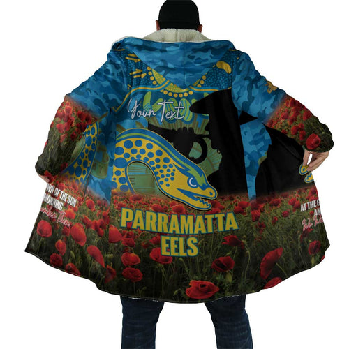 Personalised Parramatta Eels Rugby ANZAC Day Cloak Last Post Poppy We Will Remember Them