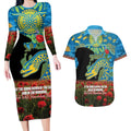 Personalised Parramatta Eels Rugby ANZAC Day Couples Matching Long Sleeve Bodycon Dress and Hawaiian Shirt Last Post Poppy We Will Remember Them