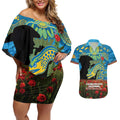Personalised Parramatta Eels Rugby ANZAC Day Couples Matching Off Shoulder Short Dress and Hawaiian Shirt Last Post Poppy We Will Remember Them