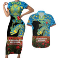 Personalised Parramatta Eels Rugby ANZAC Day Couples Matching Short Sleeve Bodycon Dress and Hawaiian Shirt Last Post Poppy We Will Remember Them