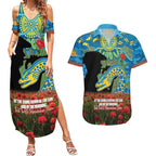 Personalised Parramatta Eels Rugby ANZAC Day Couples Matching Summer Maxi Dress and Hawaiian Shirt Last Post Poppy We Will Remember Them