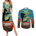 Personalised Parramatta Eels Rugby ANZAC Day Couples Matching Summer Maxi Dress and Long Sleeve Button Shirt Last Post Poppy We Will Remember Them
